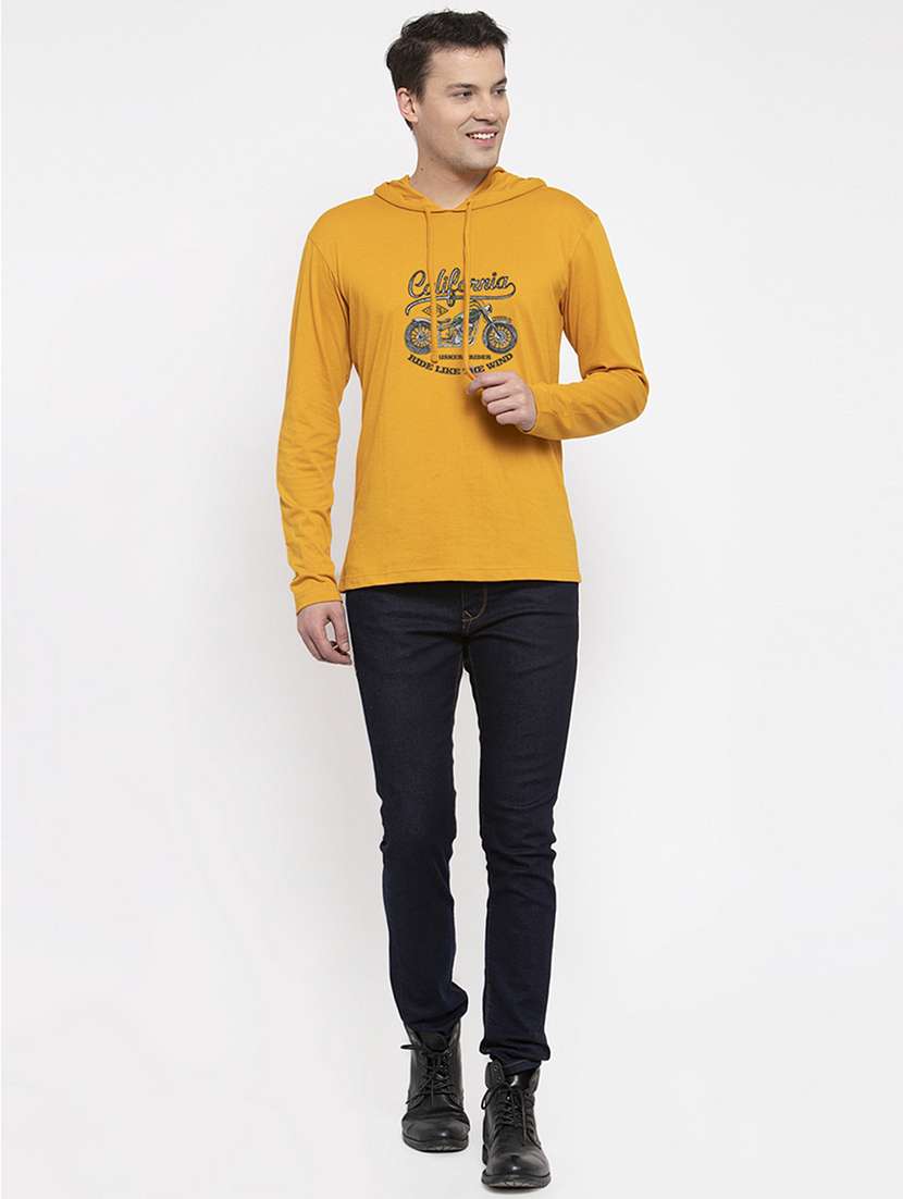 mustard cotton chest print sweatshirt - 20688414 - Standard Image - 3