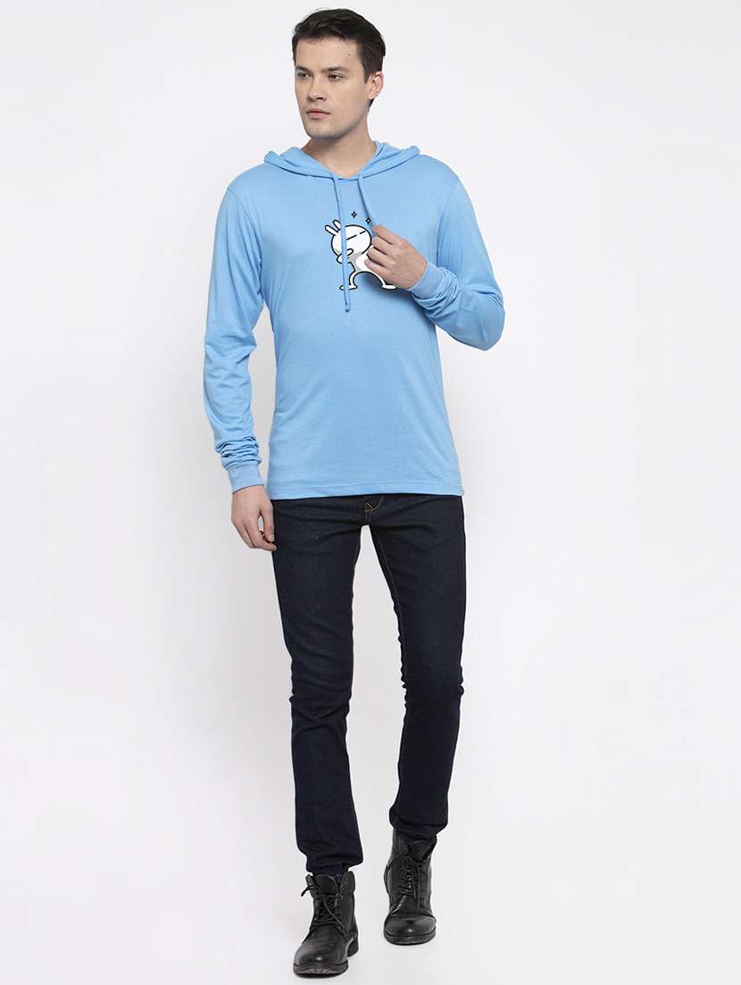 turquoise cotton chest print sweatshirt - 20688518 - Standard Image - 3