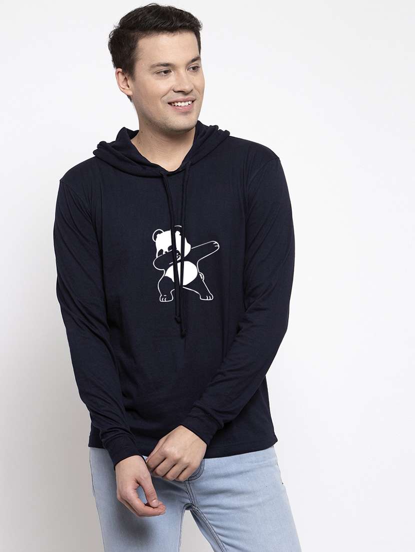 navy blue cotton chest print sweatshirt - 20688523 - Zoom Image - 0