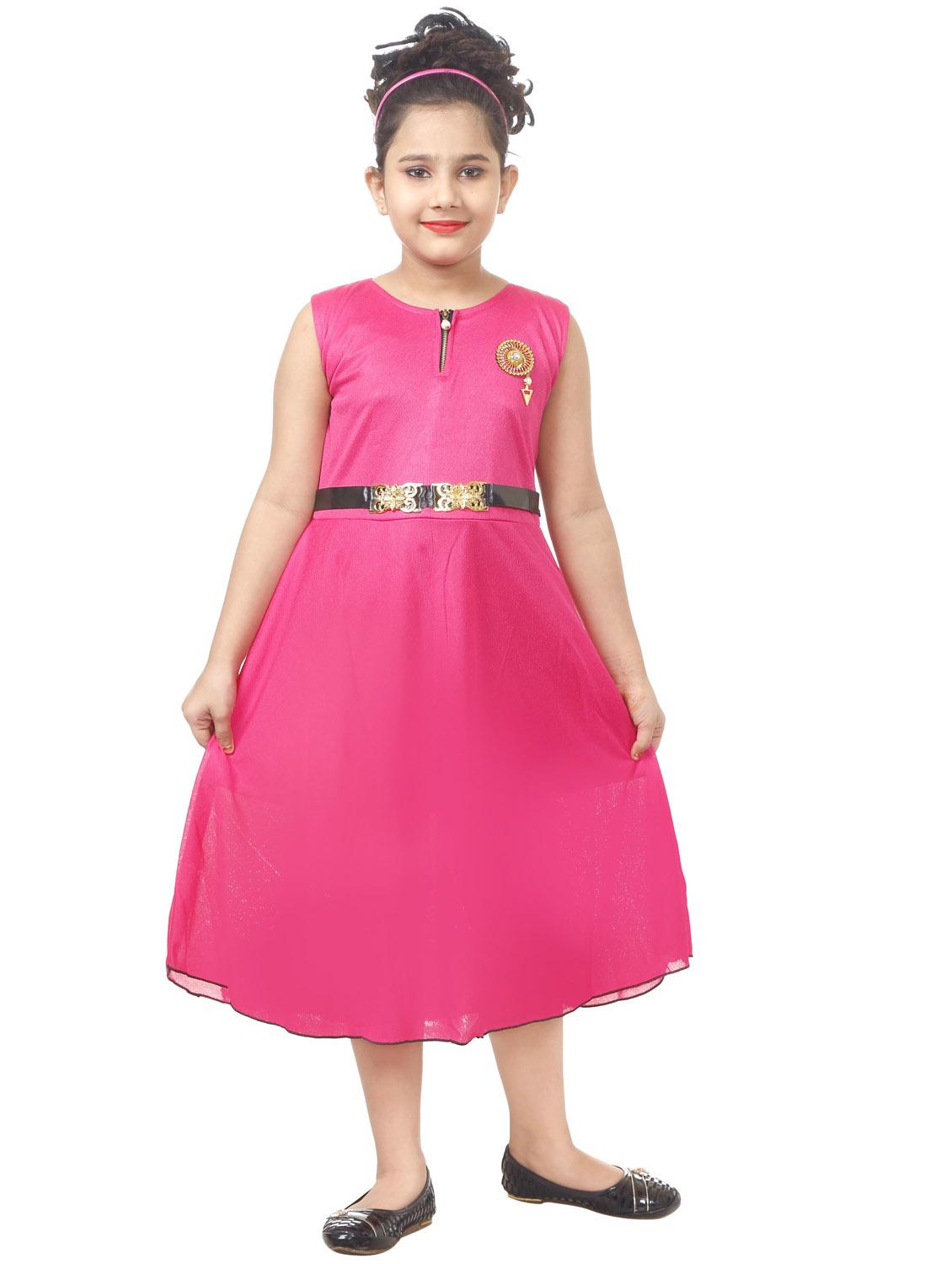 kids solid pink detailed frock - 20688830 - Zoom Image - 0