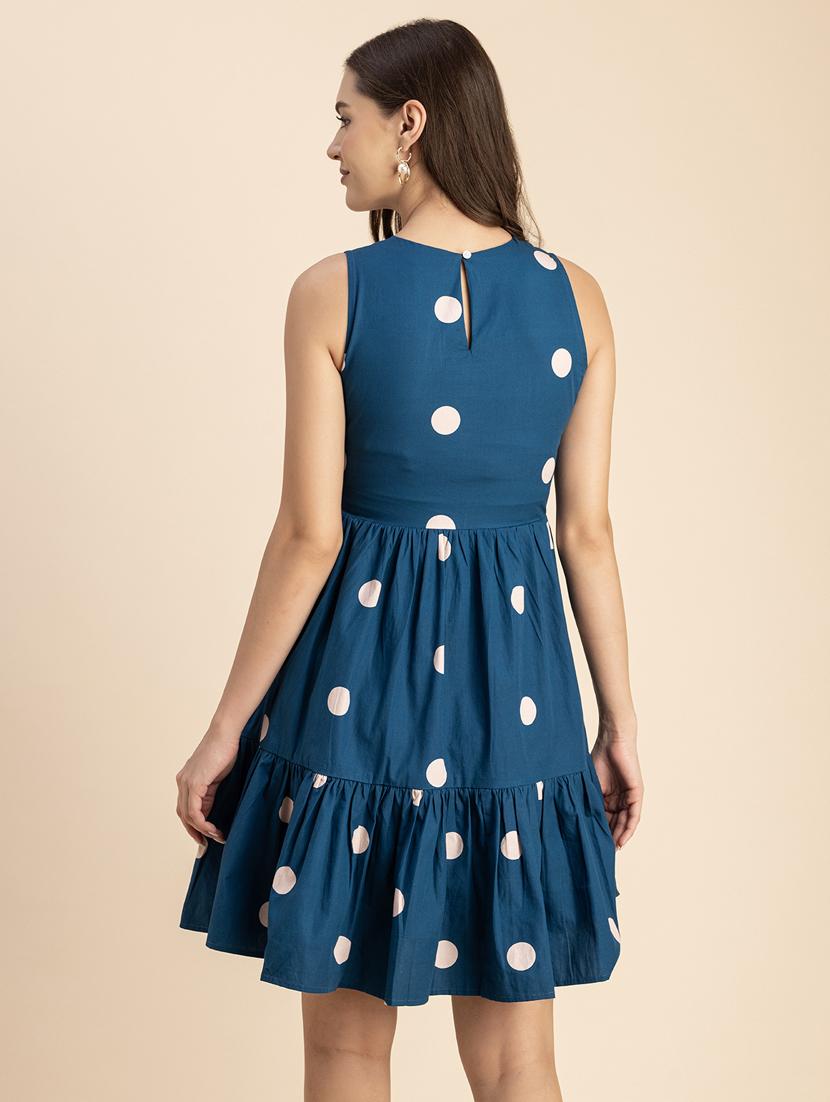 women polka doted sleeveless tiered dress - 20693951 - Standard Image - 3