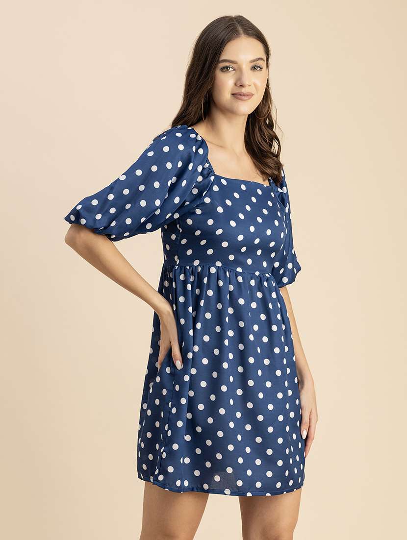 women polka doted puff sleeves dress - 20693958 -  Standard Image - 3