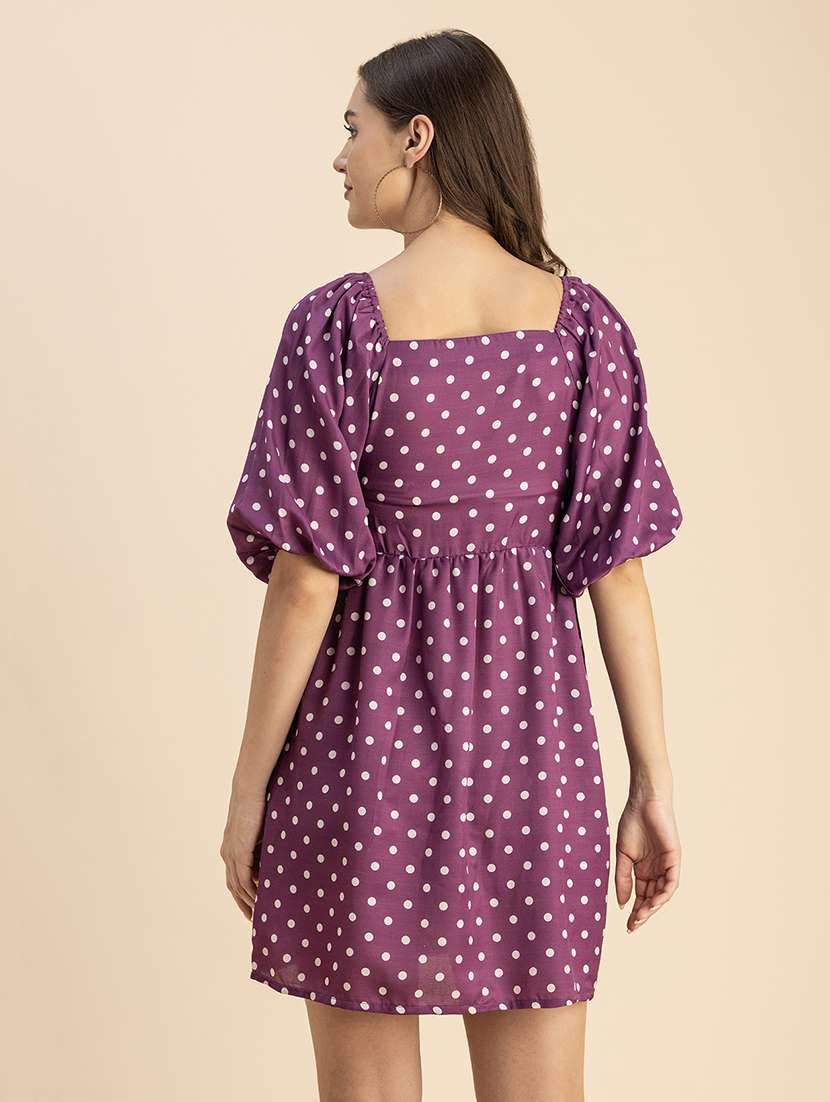 women polka doted puff sleeves dress - 20693961 -  Standard Image - 3