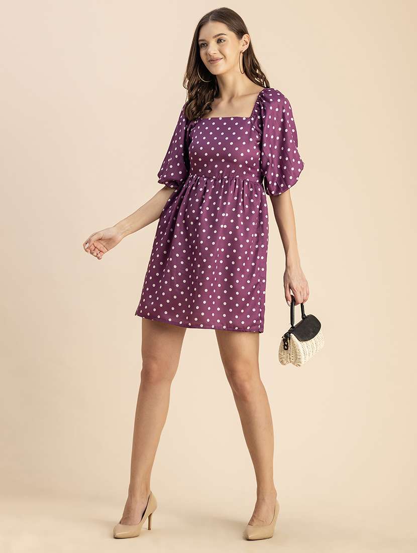 women polka doted puff sleeves dress - 20693961 -  Standard Image - 5