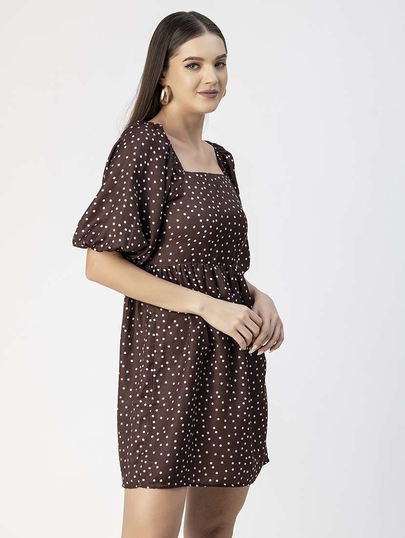 women polka doted puff sleeves dress - 20693962 -  Standard Image - 3