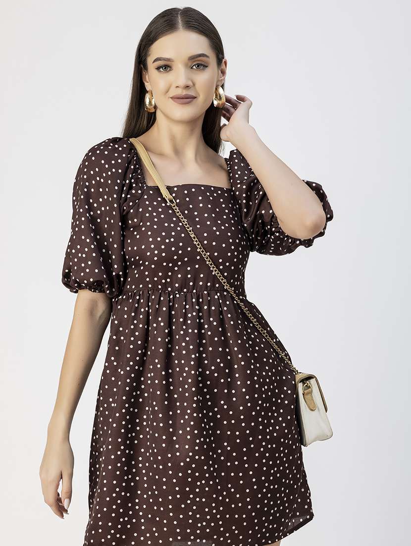women polka doted puff sleeves dress - 20693962 -  Standard Image - 5