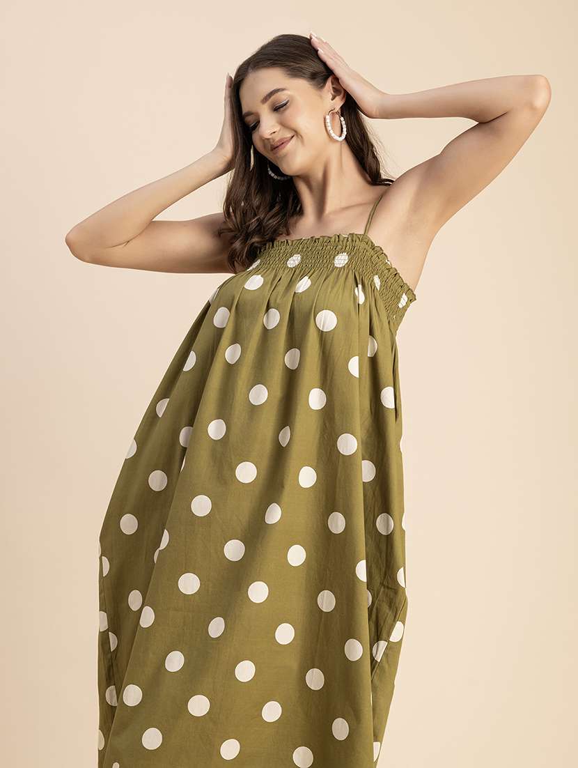 women polka doted shoulder strap dress - 20693972 -  Standard Image - 5