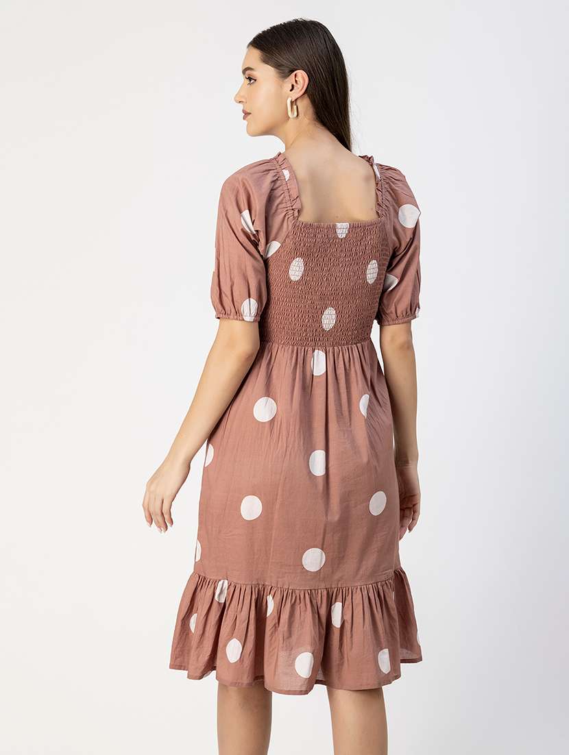 Women Polka Doted Puff Sleeves Dress - 20693977 -  Standard Image - 3
