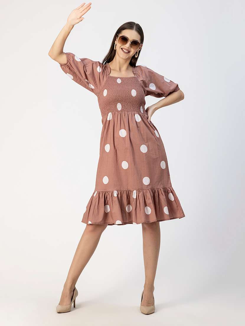 Women Polka Doted Puff Sleeves Dress - 20693977 -  Standard Image - 5