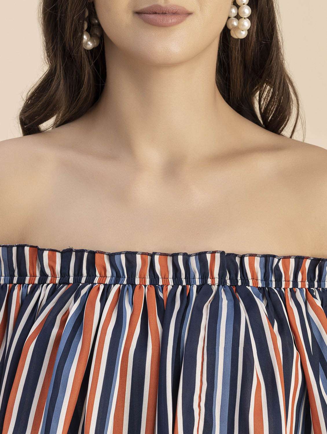 women striped off shoulder romper  - 20694075 -  Standard Image - 5