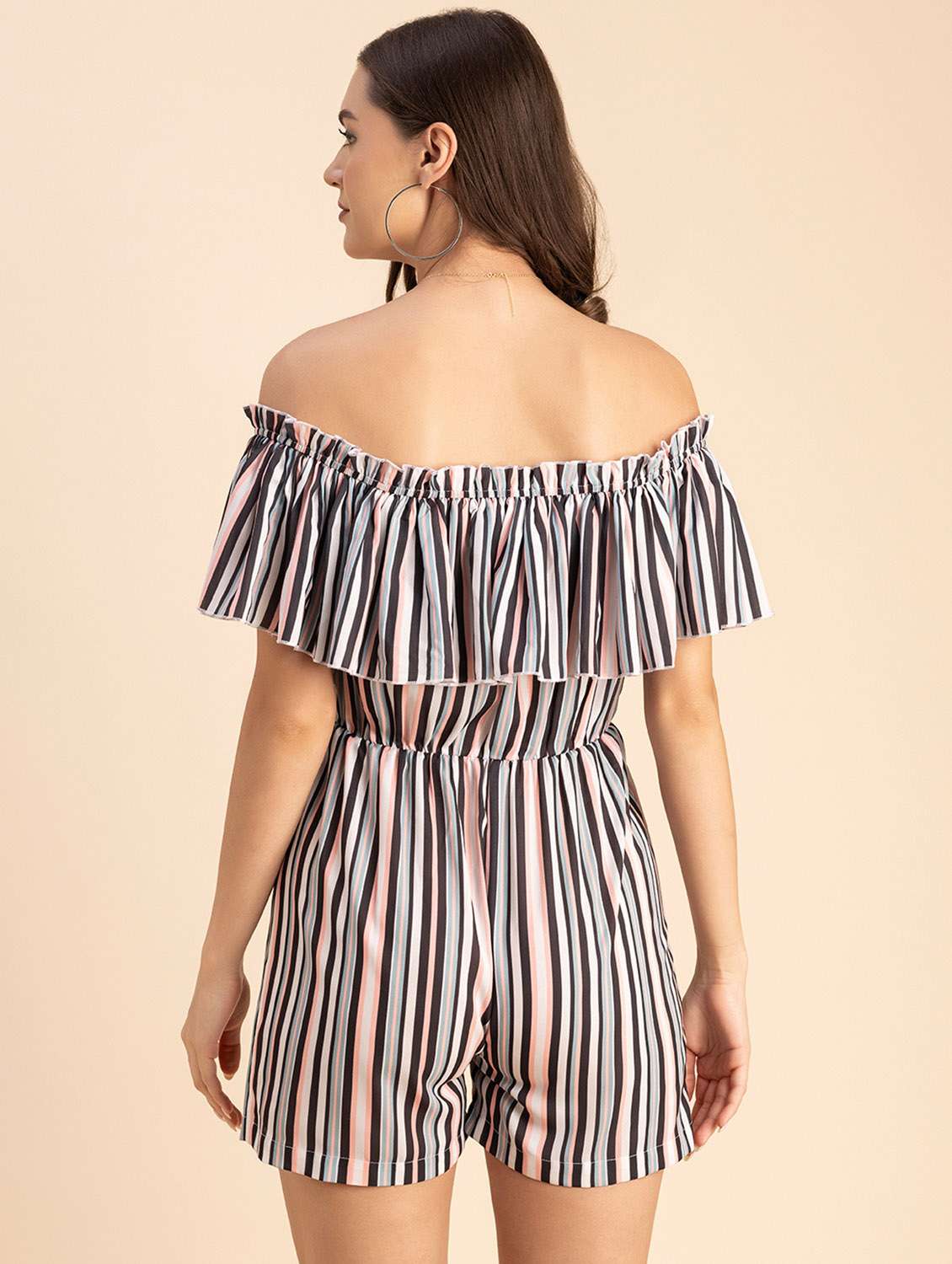 women striped off shoulder romper  - 20694076 -  Standard Image - 3