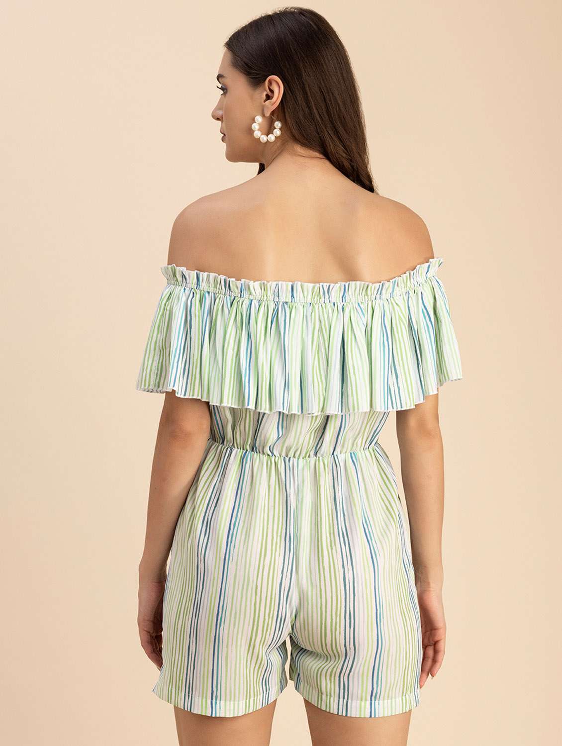women striped off shoulder romper  - 20694077 -  Standard Image - 3