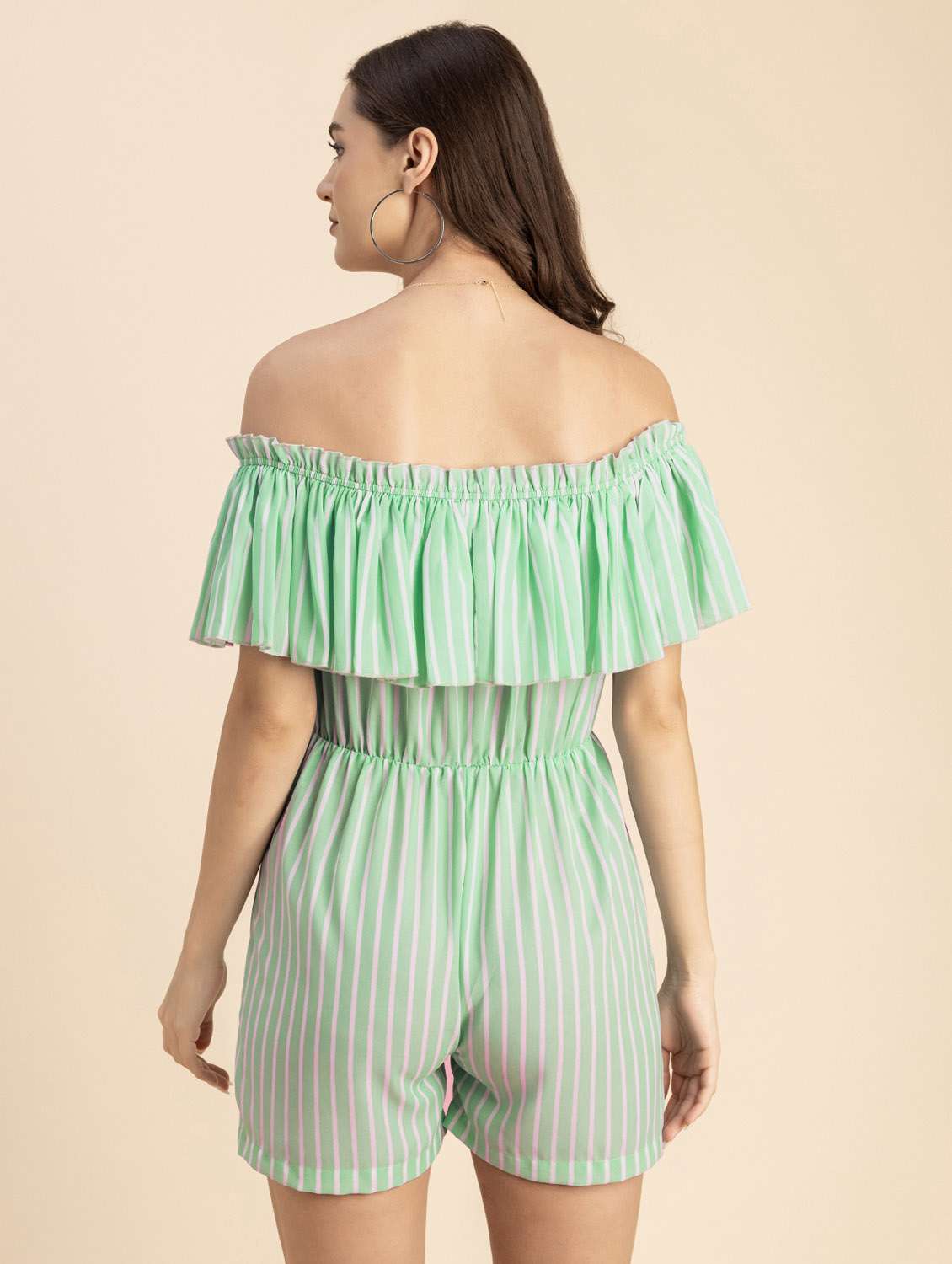women striped off shoulder romper  - 20694078 -  Standard Image - 3