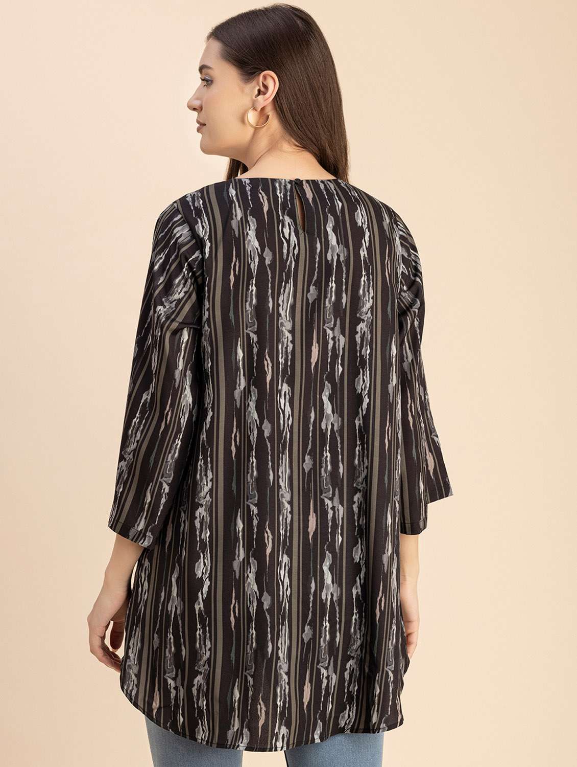 women printed round neck high low top - 20694648 -  Standard Image - 3