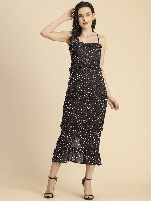 women polka doted sleeveless tiered dress - 20694759 -  Standard Image - 0