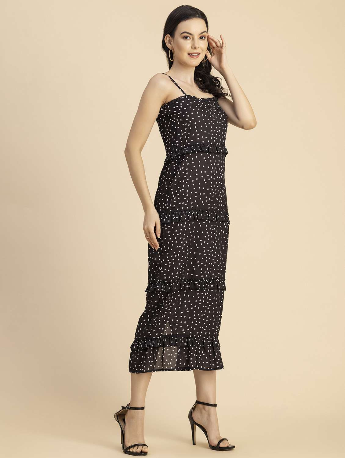 women polka doted sleeveless tiered dress - 20694759 -  Standard Image - 3