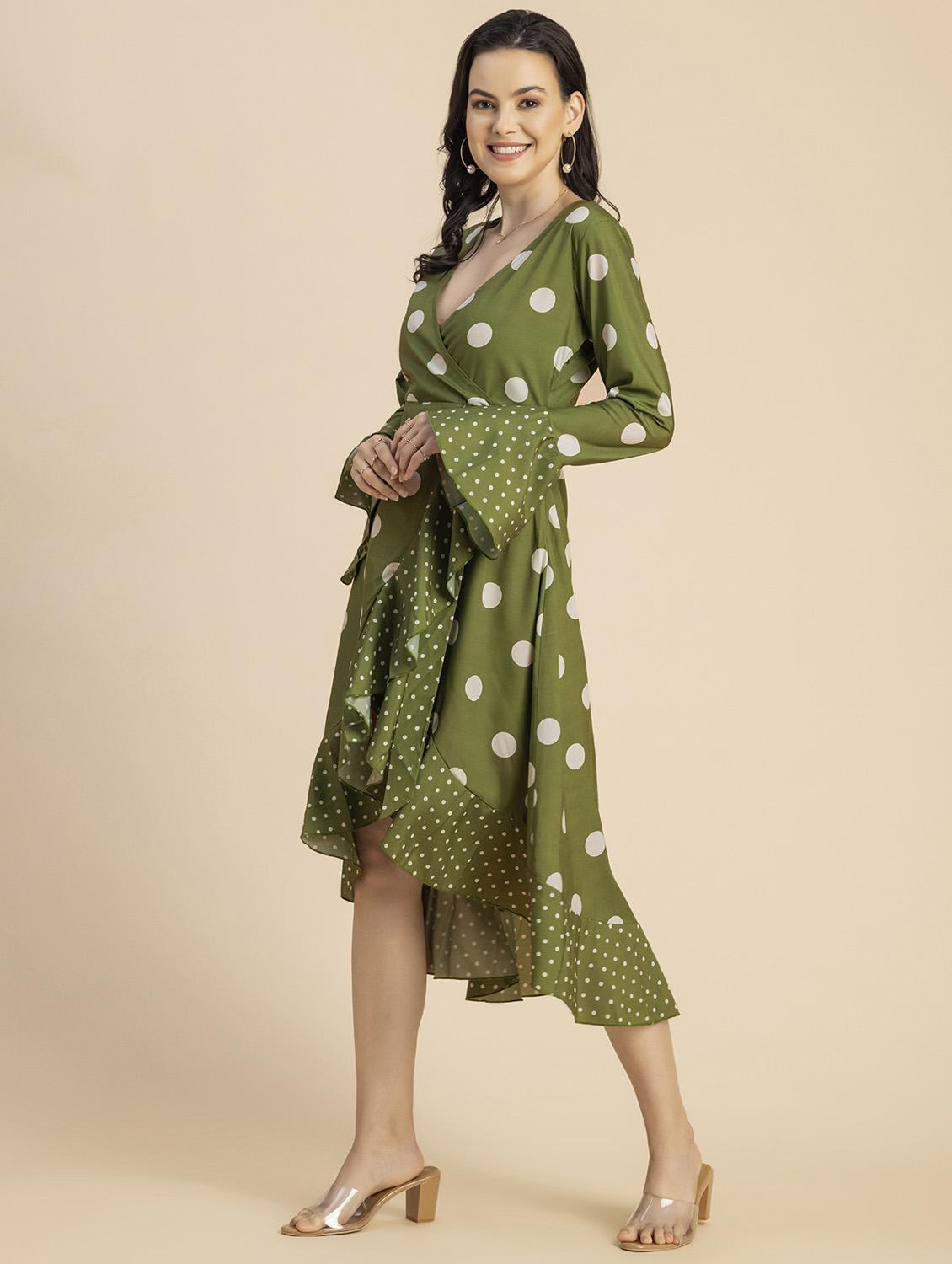 women polka doted wrap dress - 20694764 - Standard Image - 3