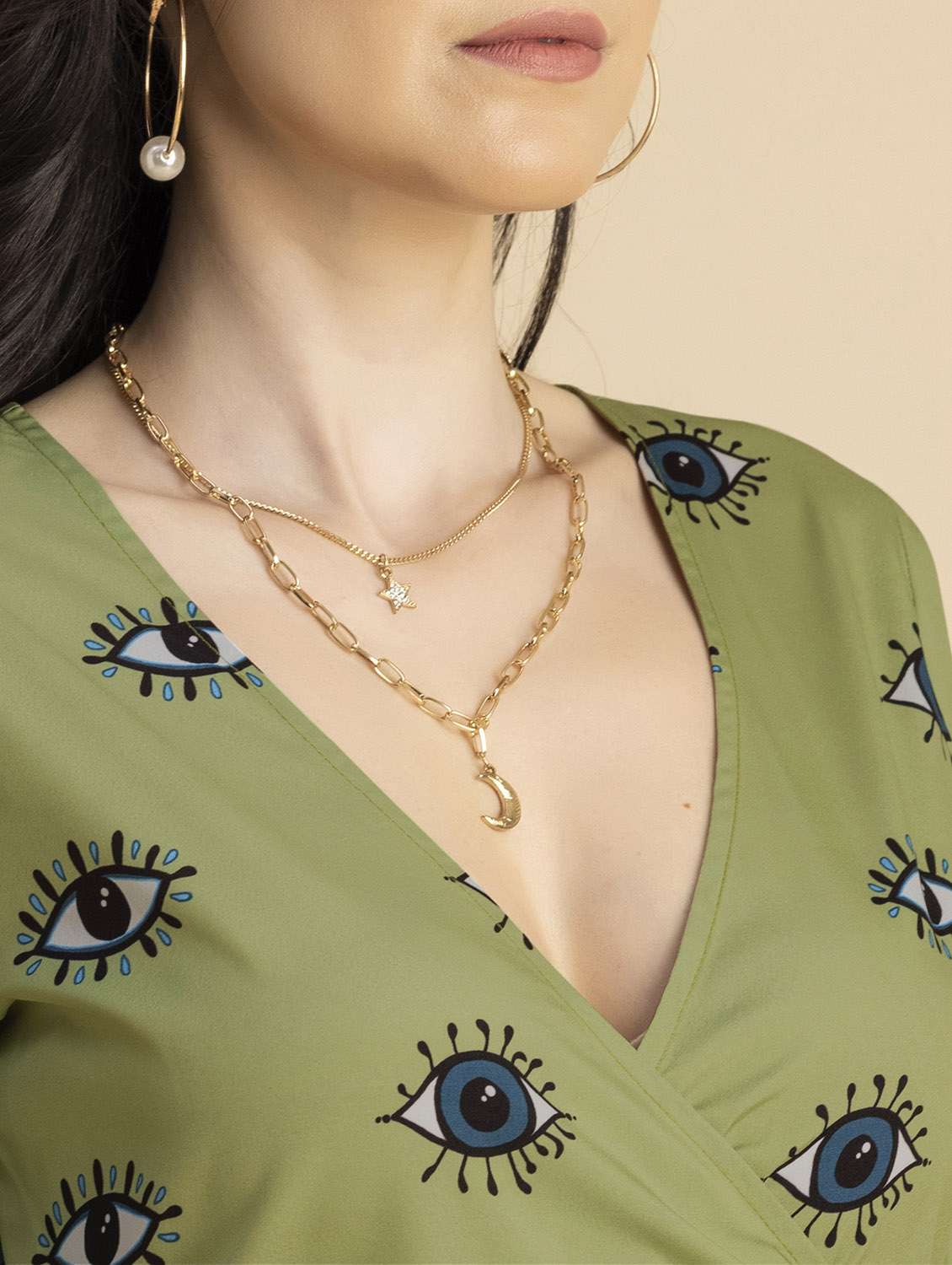 women quirky print bell sleeves wrap dress - 20694766 -  Standard Image - 5