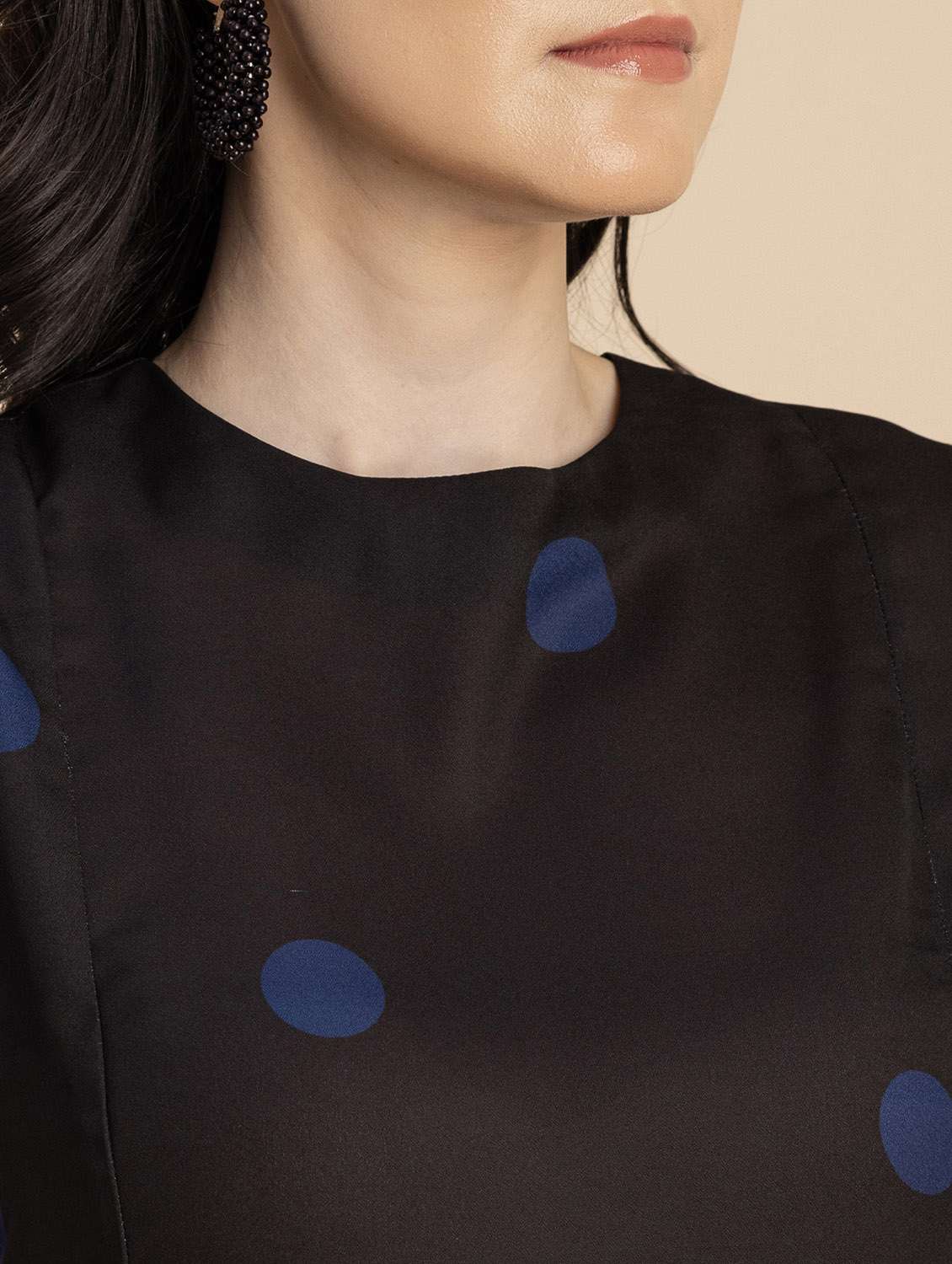 women polka doted round neck asymmetric dress - 20694768 -  Standard Image - 5