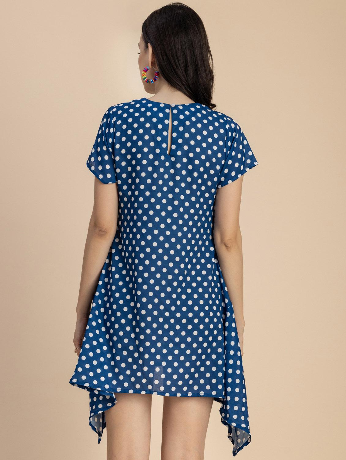 women polka doted asymmetric dress - 20694770 - Standard Image - 3