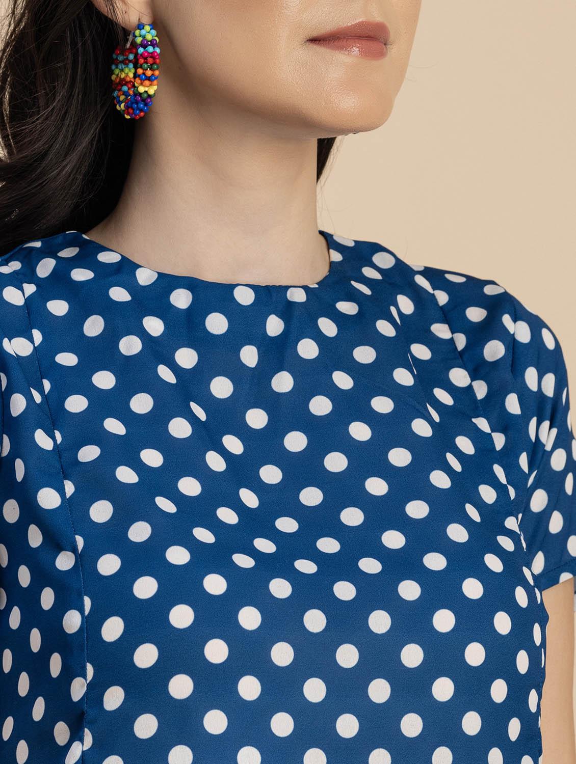 women polka doted asymmetric dress - 20694770 - Standard Image - 5