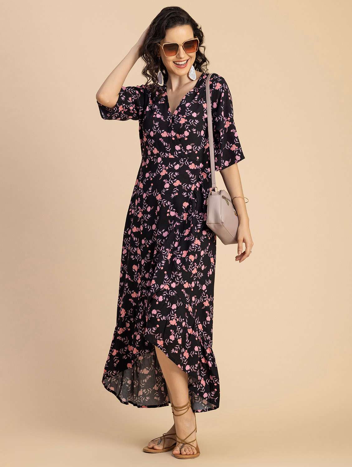 Women Floral Print High Low Dress - 20694777 -  Standard Image - 3
