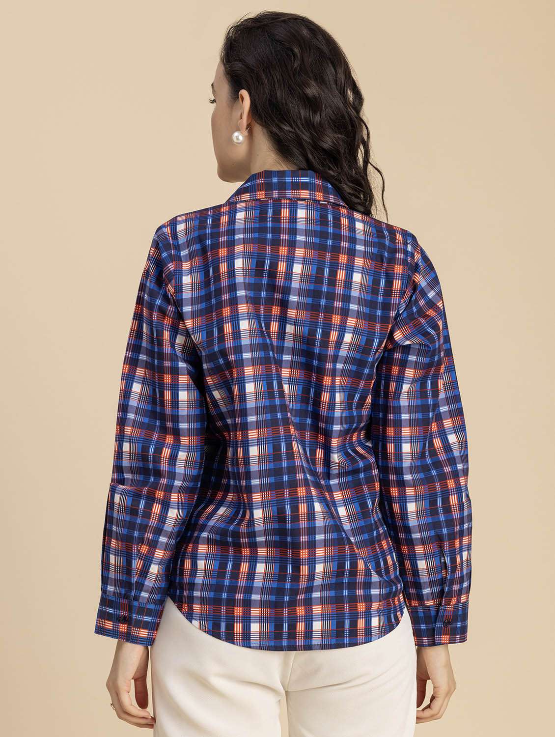 women checkered long sleeves shirt - 20694830 -  Standard Image - 3