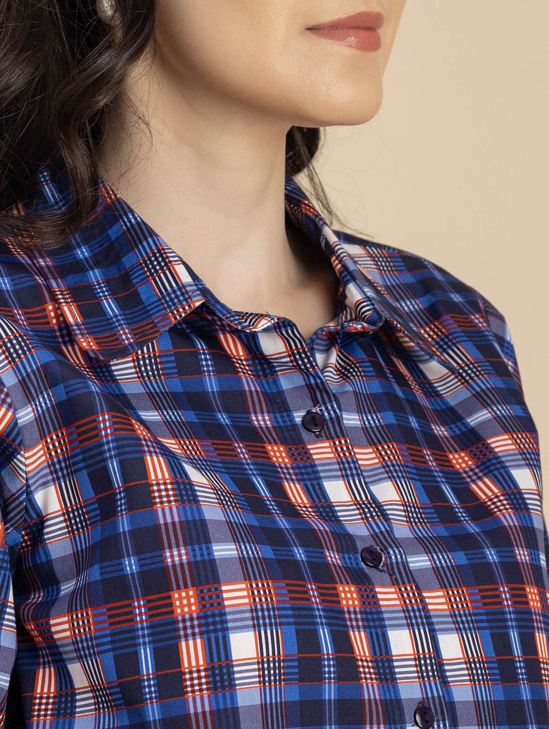 women checkered long sleeves shirt - 20694830 -  Standard Image - 5