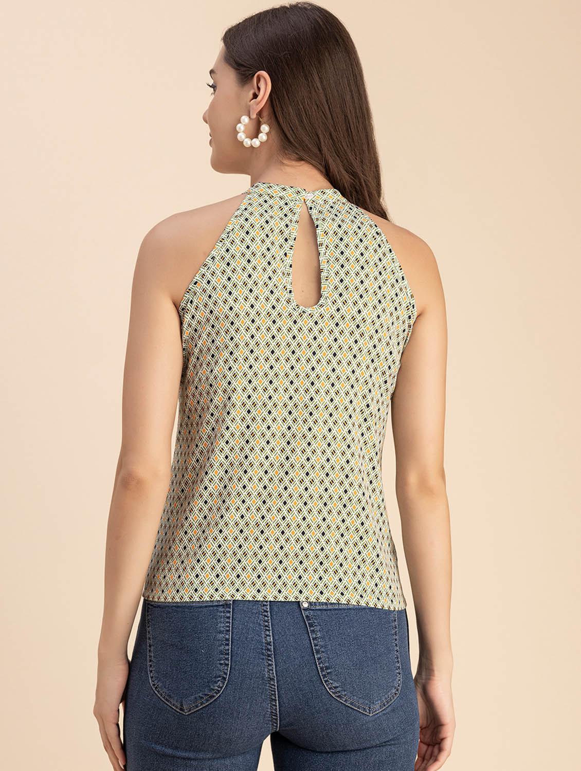 women printed sleeveless halter neck top - 20694889 - Standard Image - 3