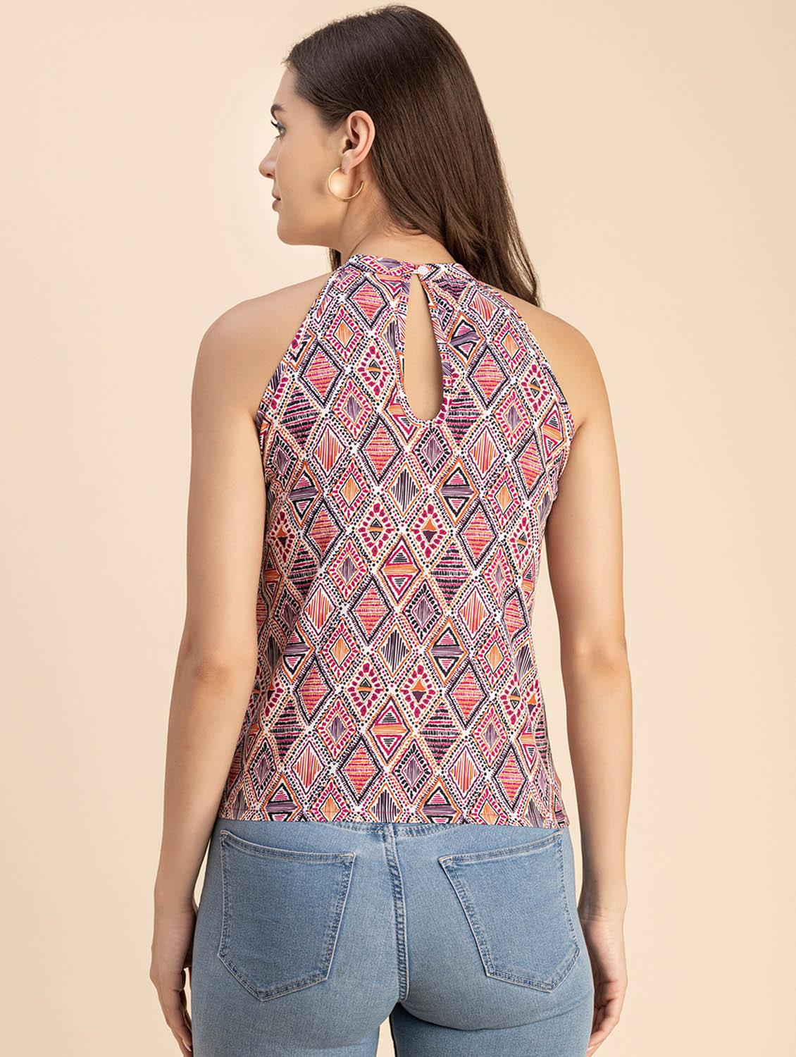 women printed sleeveless halter neck top - 20694892 - Standard Image - 3