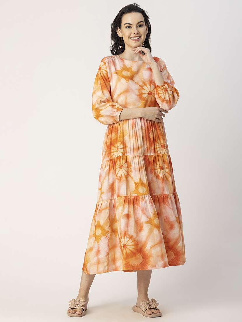 women long sleeves tiered dress