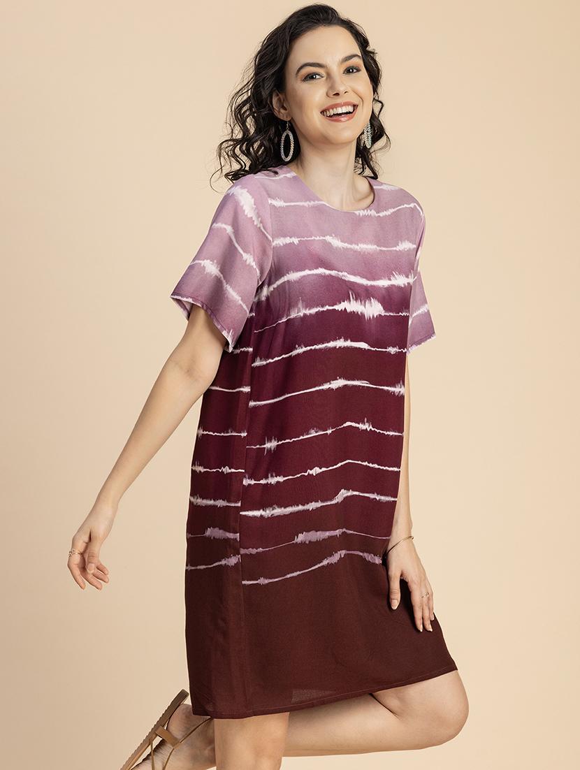 women printed hort sleeves a-line dress - 20695441 - Standard Image - 3