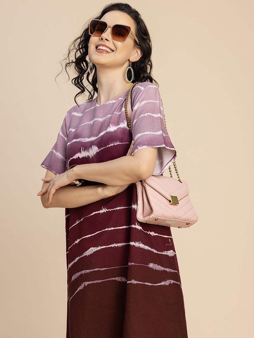 women printed hort sleeves a-line dress - 20695441 - Standard Image - 5
