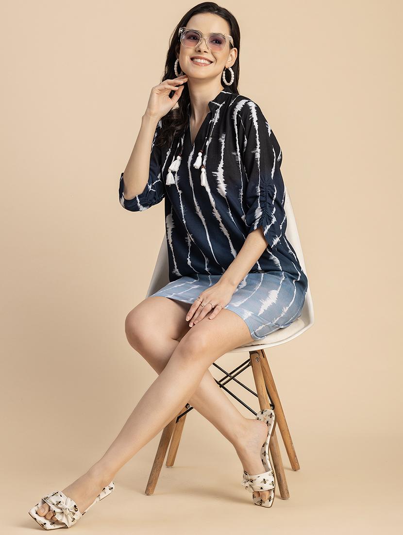 women mandarin neck straight dress - 20696259 - Standard Image - 5