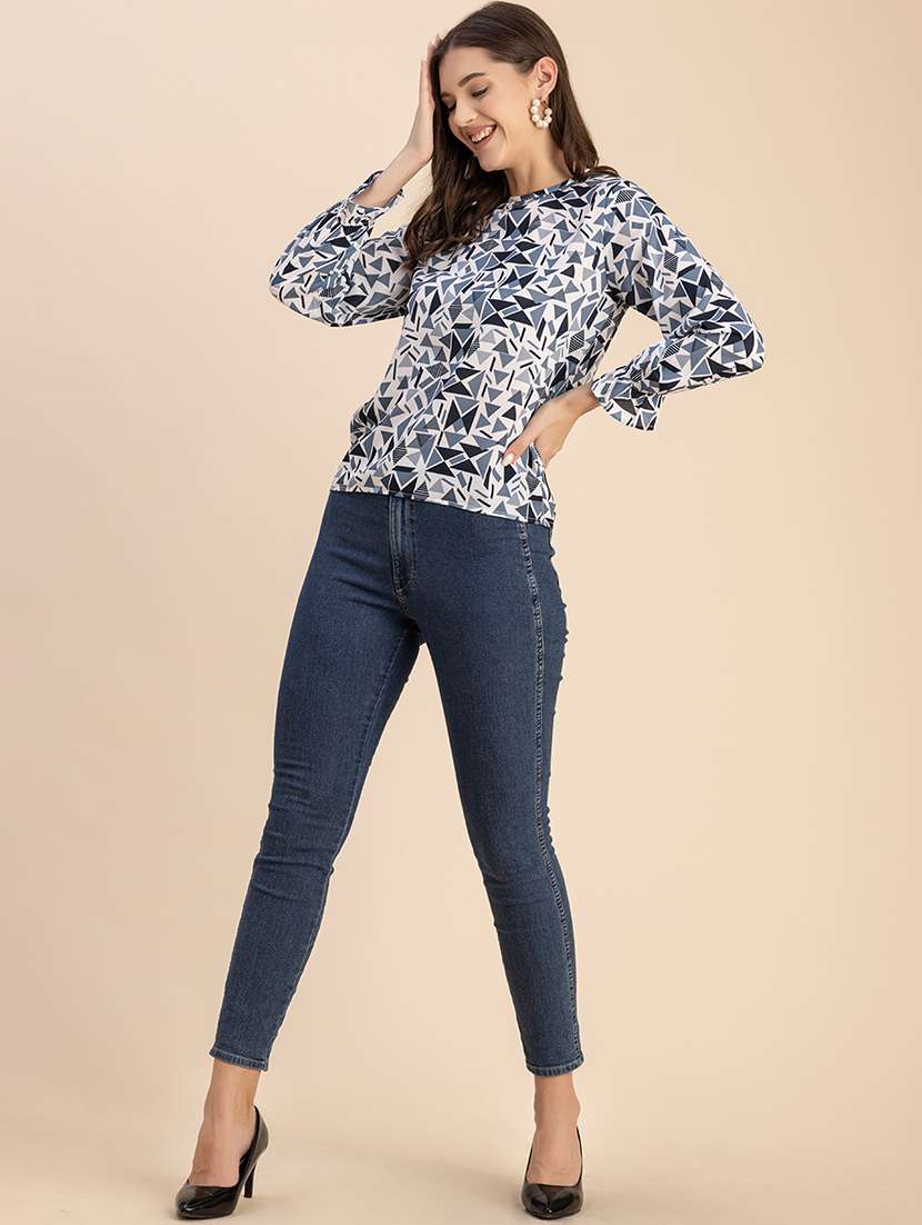 women geometric print long sleeves top - 20696265 -  Standard Image - 5