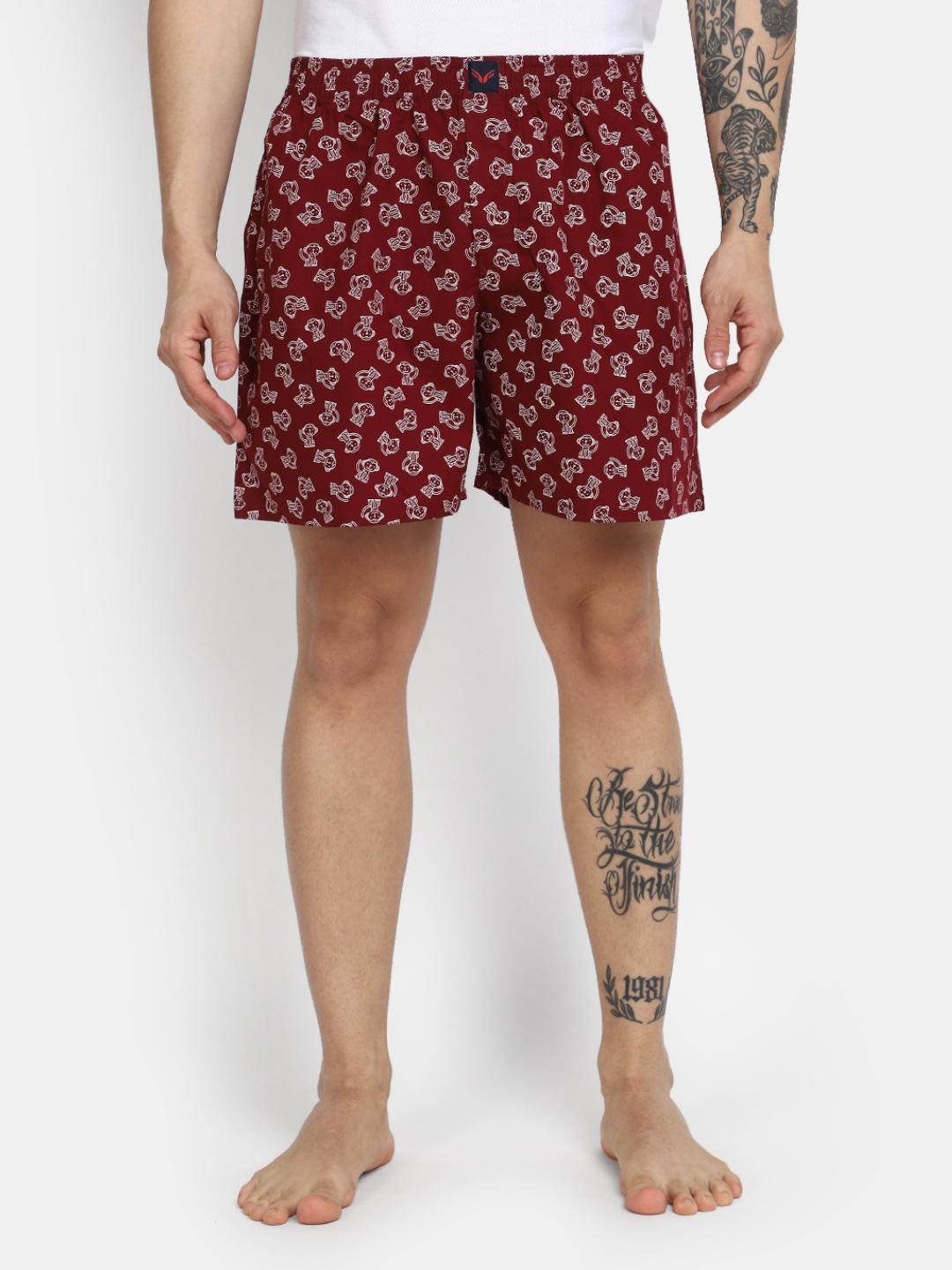 maroon cotton boxer - 20698637 -  Zoom Image - 0