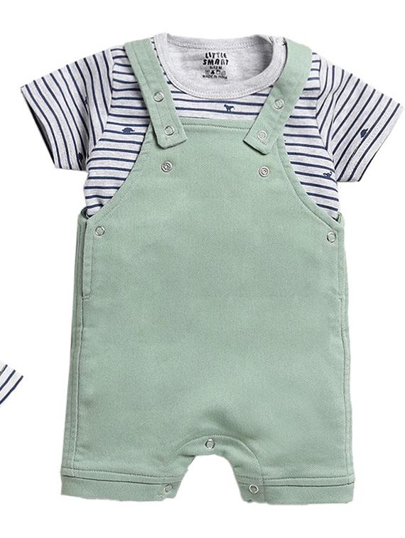 kids striped dungree twin set - 20703689 -  Zoom Image - 0