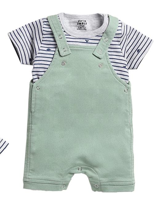 kids solid green romper with t-shirt - 20703690 - Standard Image - 0