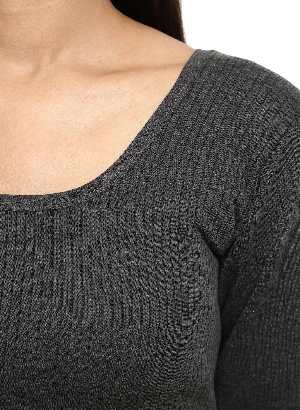 charcoal melange poly cotton thermals & inner wear - 20704998 - Standard Image - 3