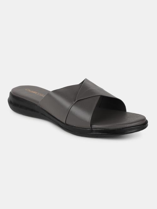 grey pu (polyurethane) flip flops - 20716217 - Standard Image - 0