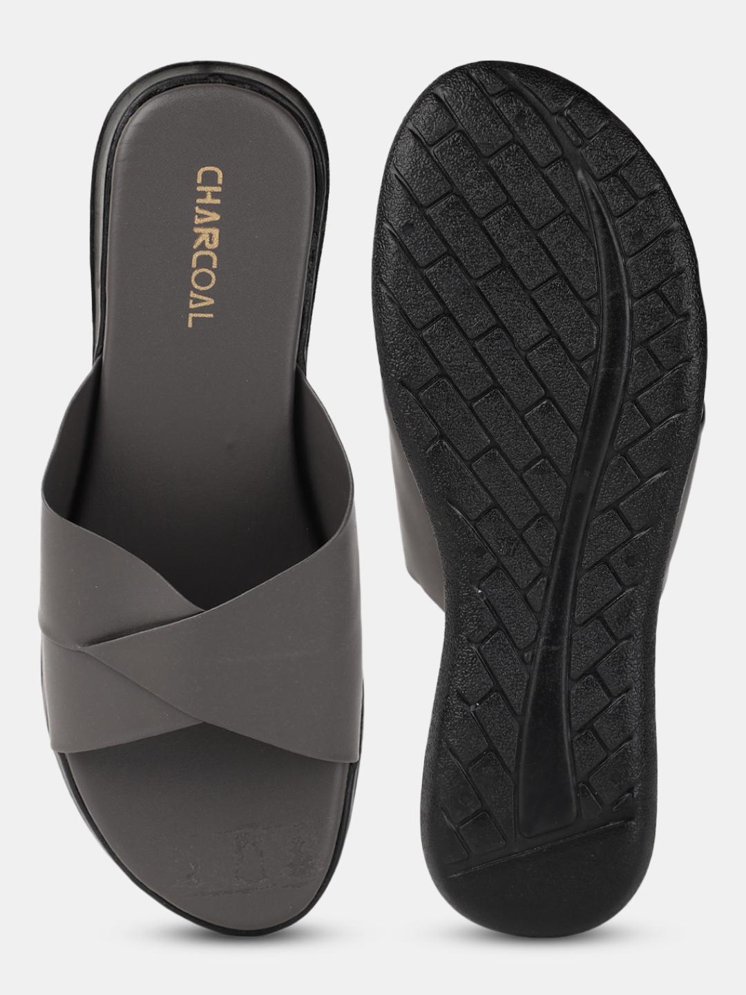 grey pu (polyurethane) flip flops - 20716217 - Standard Image - 5