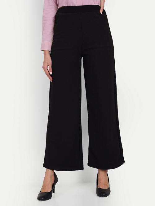 women black solids full length trousers - 20716732 - Standard Image - 0