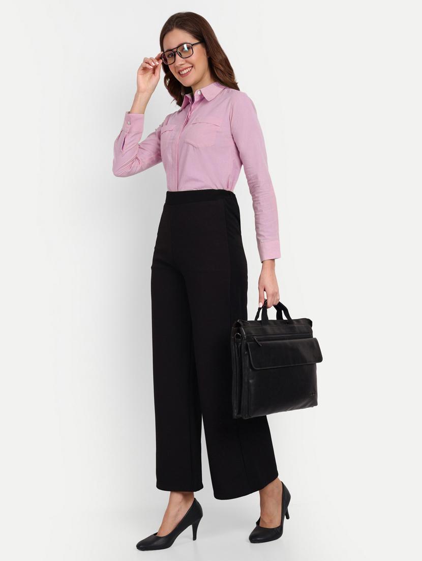 women black solids full length trousers - 20716732 - Standard Image - 3