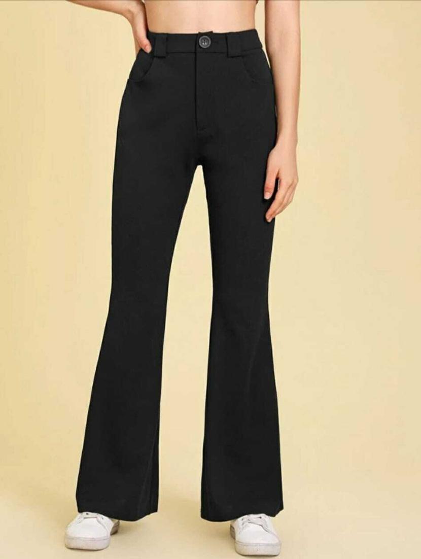 women black solids full length trousers - 20716747 -  Zoom Image - 0
