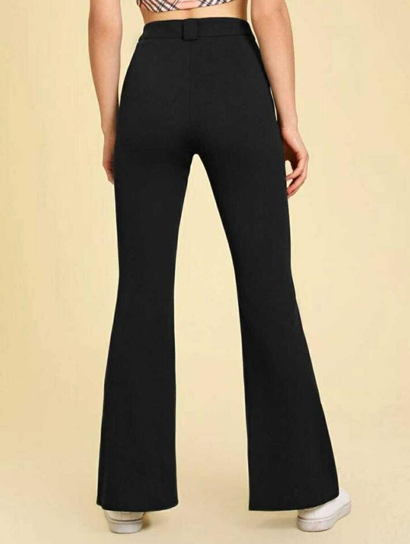 women black solids full length trousers - 20716747 - Standard Image - 3