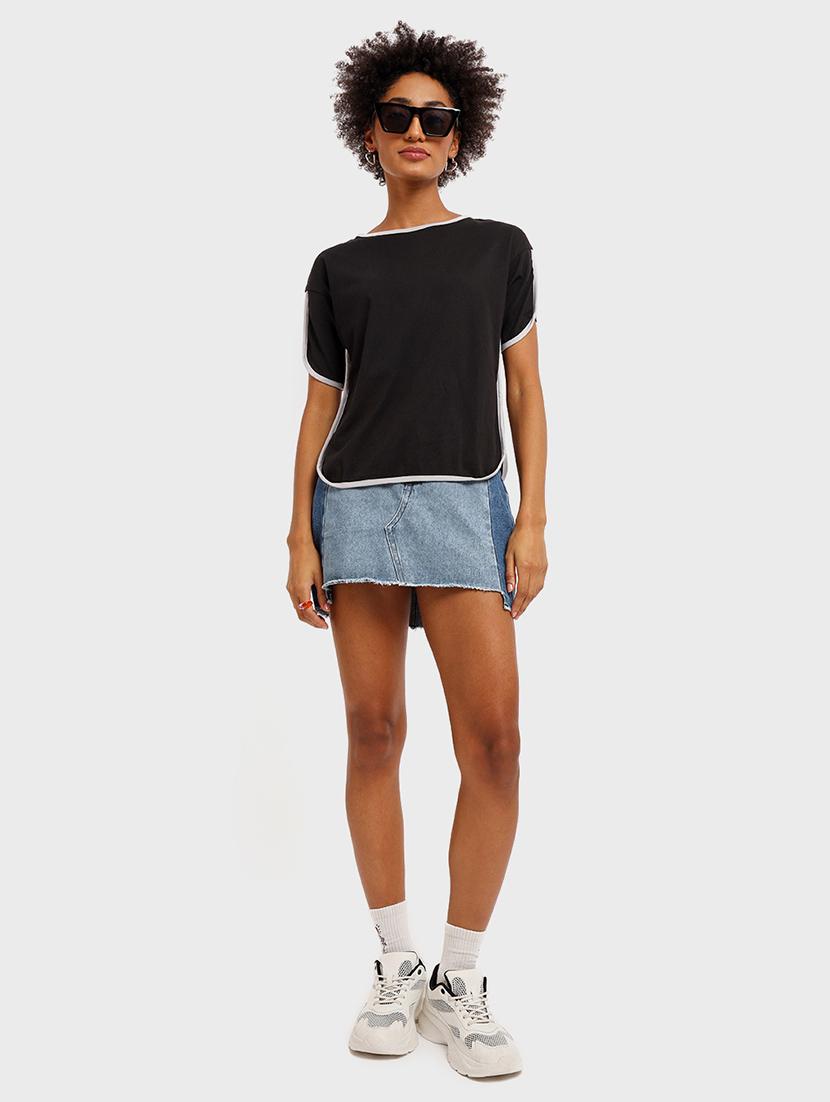 women black solid round neck regular t-shirt - 20720900 - Standard Image - 3