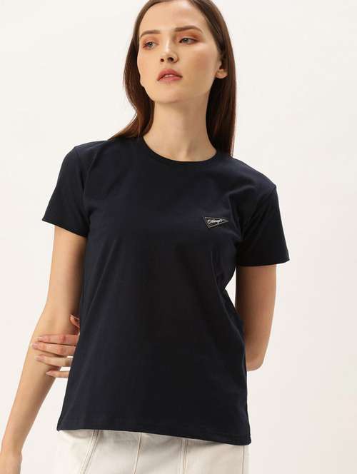 women solid short sleeves t-shirt - 20721454 - Standard Image - 0
