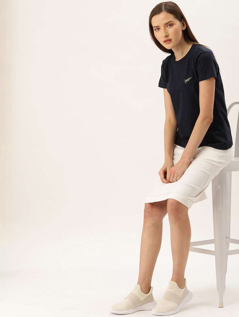 women solid short sleeves t-shirt - 20721454 - Standard Image - 3