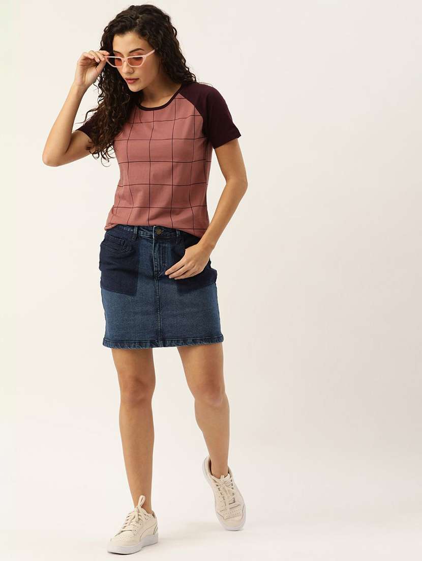 women mauve round neck t-shirt - 20721558 - Standard Image - 3