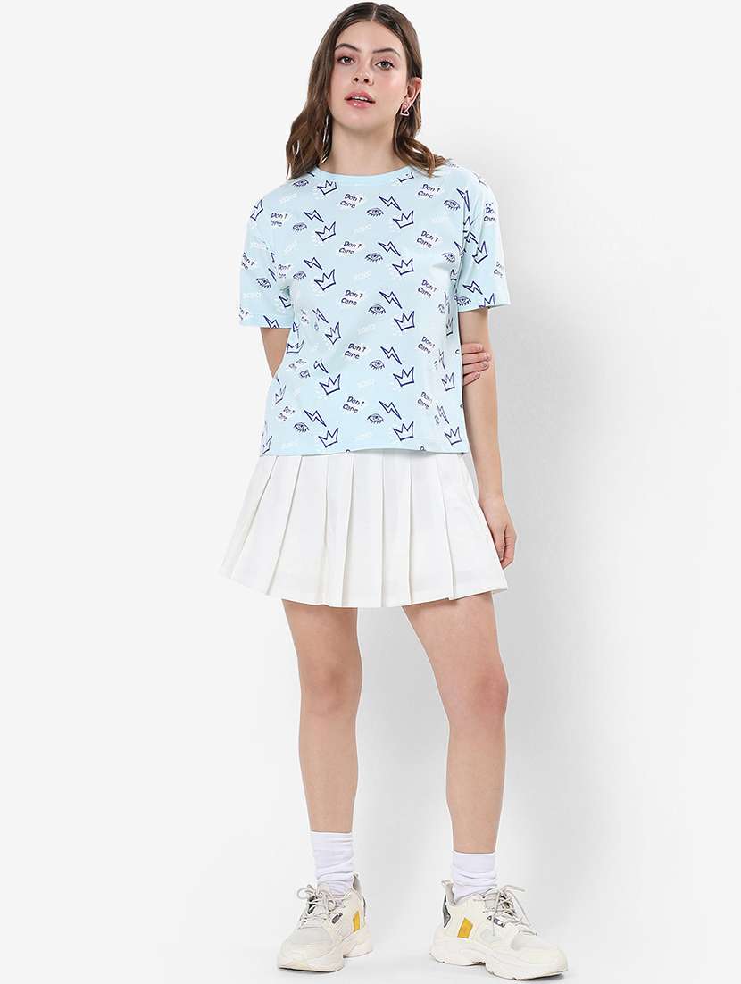 women light blue round neck t-shirt - 20721885 - Standard Image - 3